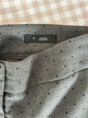 LOFT Gray Cropped Pants with Black Micro-Dot Pattern